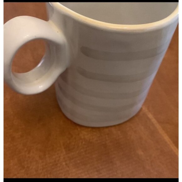 Handcrafted Ceramic Striped Mug With Large Handle - Picture 3 of 6